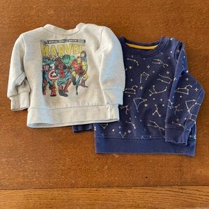Two sweatshirts marvel and cat and jack.